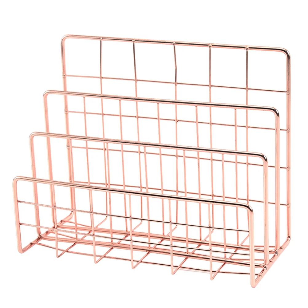 Iron File Rack Document ganizer Desktop Storage Shelves Letter Holder Office Supplies Large Capacity 3 Slots Compact Efficient