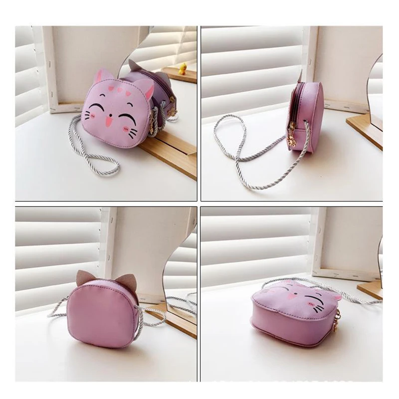 Mini sac à bandoulière créatif avec fermeture éclair pour garçon et fille, petit chat, porte-monnaie, sacs à main pour enfants, sac messager mignon, initié à la mode