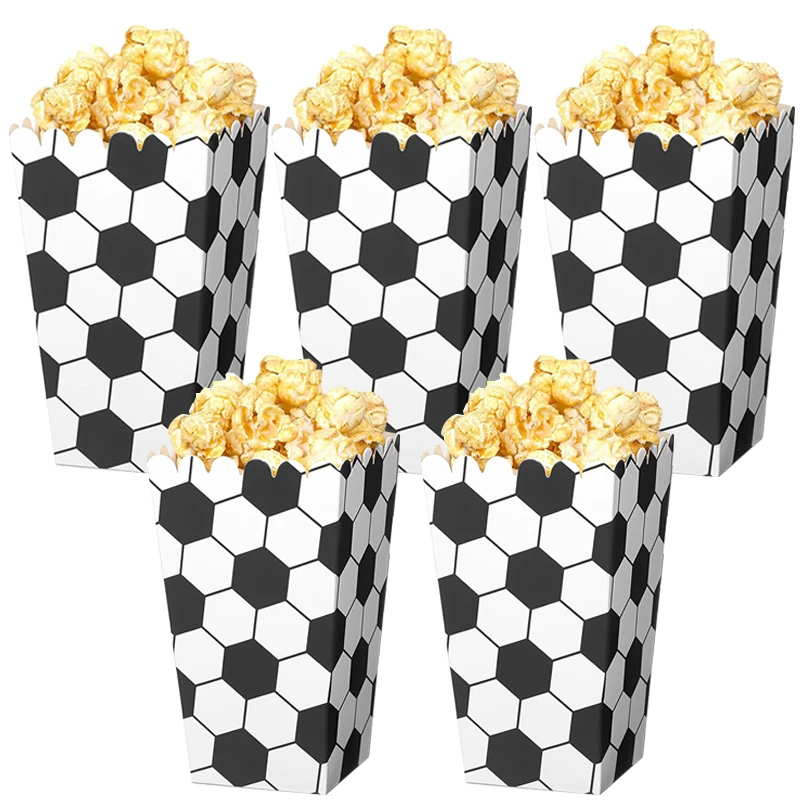 

6/18Pcs Football Popcorn Boxes Soccer Party Favor Treat Box for Sport Theme for Kids Football Birthday on Movie Night Supplies