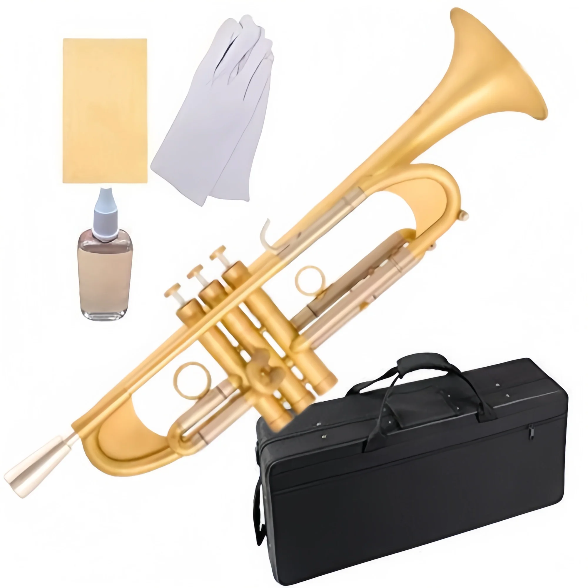 Professional Grade Standard Heavy Trumpet BB Tone Gold Lacquer Finish Brass Body Vintage Matte Brushed for Band Performance