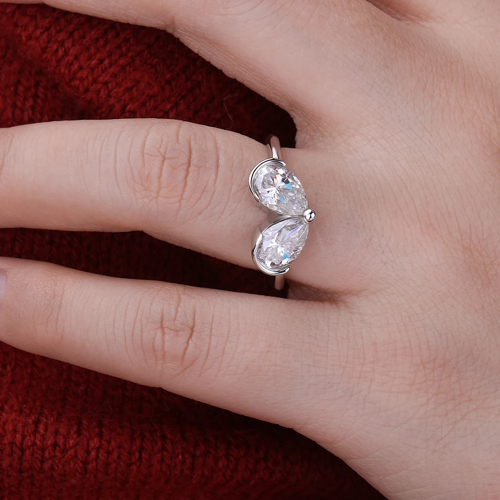 

Кольца с муассанитом грушевидной огранки 6*9 мм для женщин, серебро S925 с покрытием из белого золота, 3 карата общим весом, парные обручальные кольца с бриллиантами, подарки