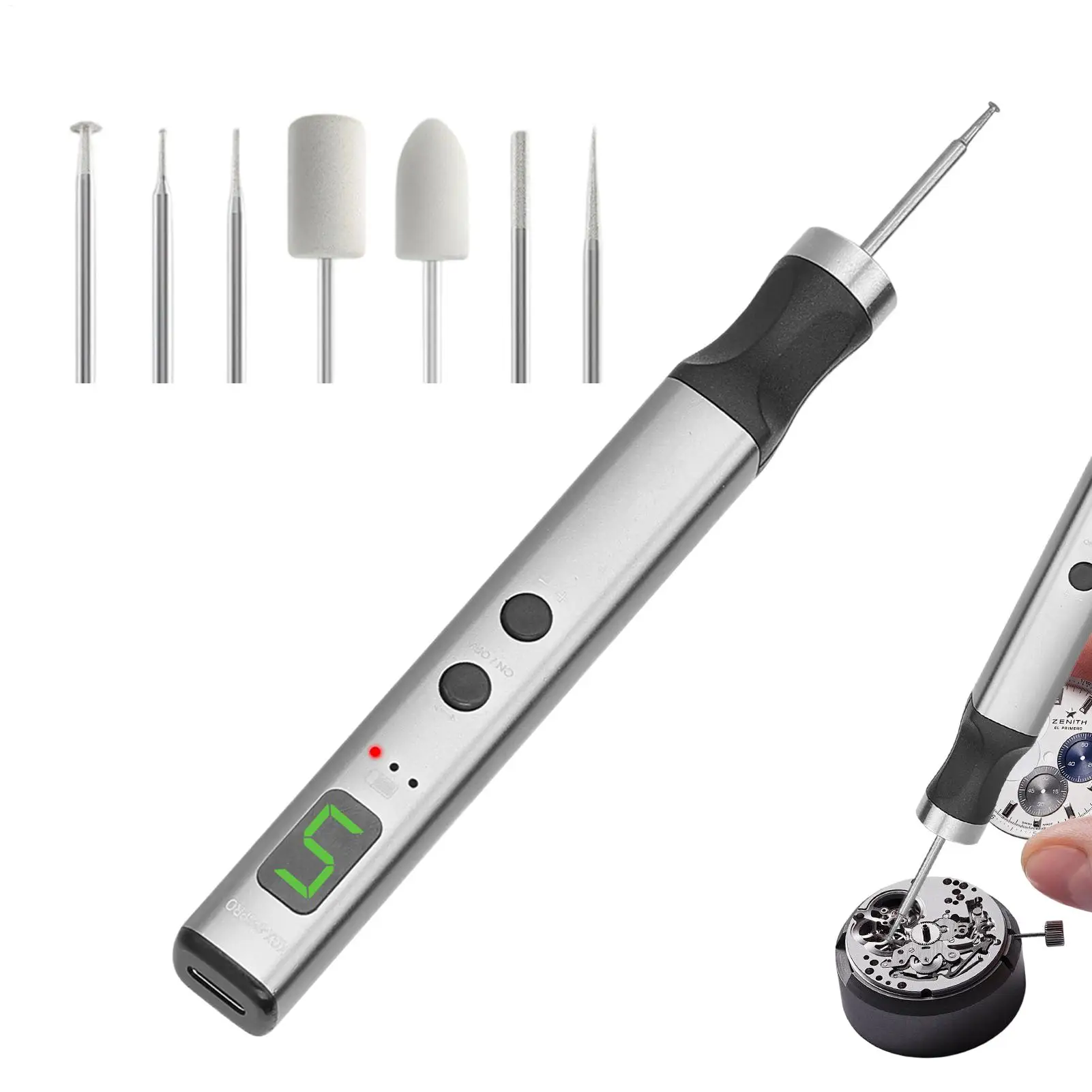 

Гравер-ручка, 5-скоростной гравер с 7 битами, гравировальная ручка с регулируемой скоростью для электронных изделий, дерева, камня, металла, стекла, гвозди