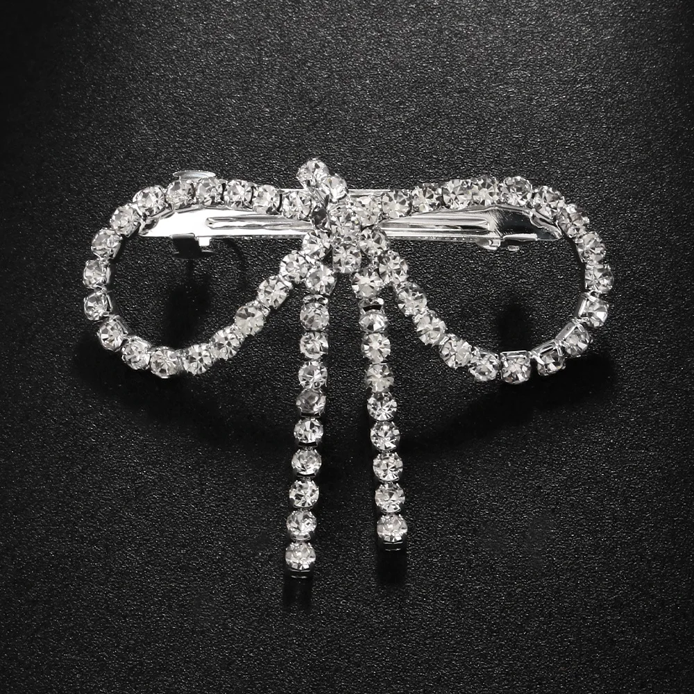 

Trendy Vintage Ponytail Hair Clip Shiny Luxury Tassel Spring Clip Elegant Exquisite Bowknot Side Clip Party