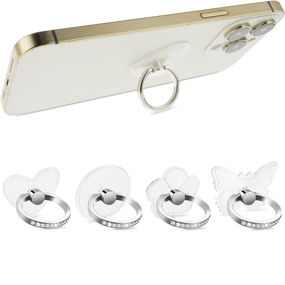 Mobile Phone Ring Holder Transparent 360° Rotating Universal Diamond Phone Holder Suitable for All Mobile Phones