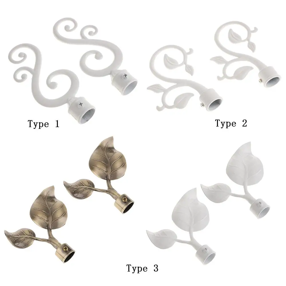 2pcs Curtain Pole Recess Bracket Curtain Rod Finials Window Treatment Hardware