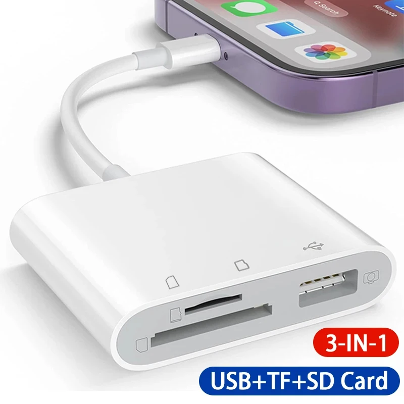 3 in 1 Multi Port Hub Converter USB Type C  Card Reader USB TF SD Micro SD OTG Adapter For iPhone 15 Laptop Huawei Samsung