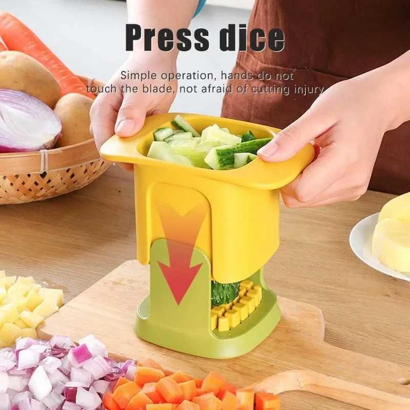 2-in-1 Vegetable Chopper Dicing Slitting Tool Hand Pressure Potato Carrot Onion Dicer Slicer Chopper Chips Cutting Box Gadgets image 5