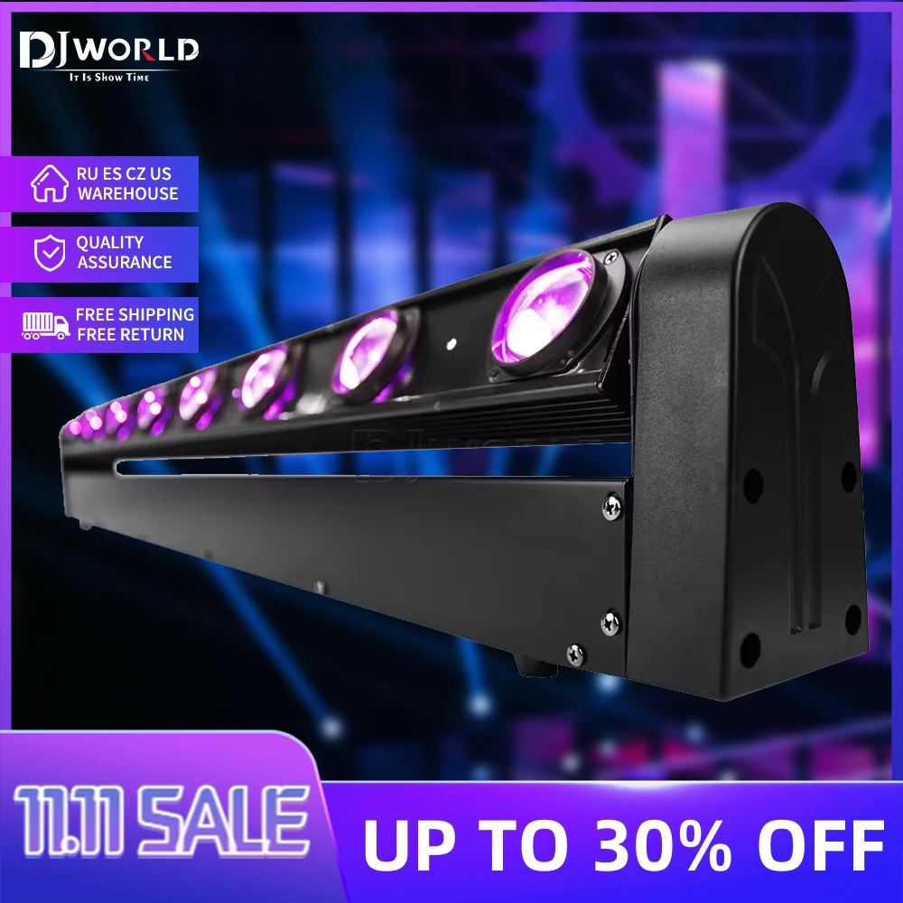 8X12W LED Beam Moving Head Light Bar 9/38 DMX Hot Wheel Infinite Rotating RGBW 4IN1 LED Running Effect for DJ Disco Party Stage