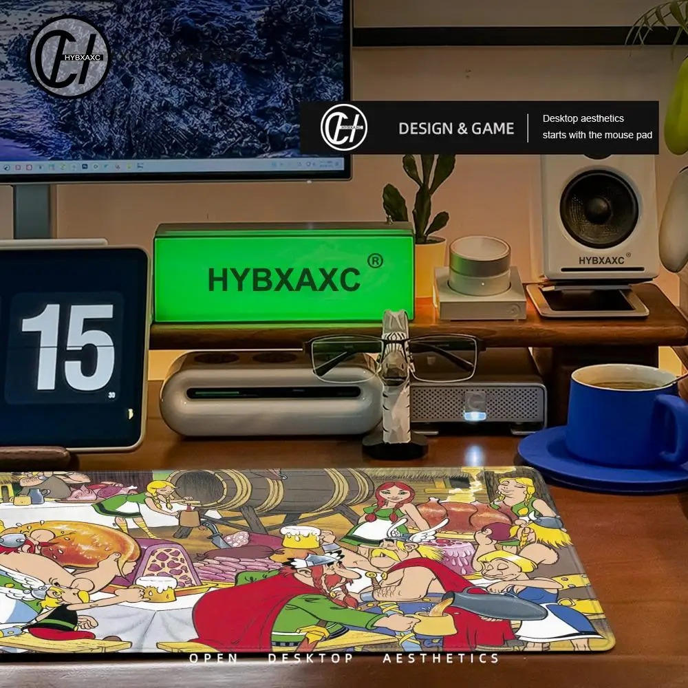 Asterix & Obelix Swimming Mouse Pad Cute HD Desk Pad Extended Gaming Keyboard Mats Large 90x40cm XXL Gamer Mousepad