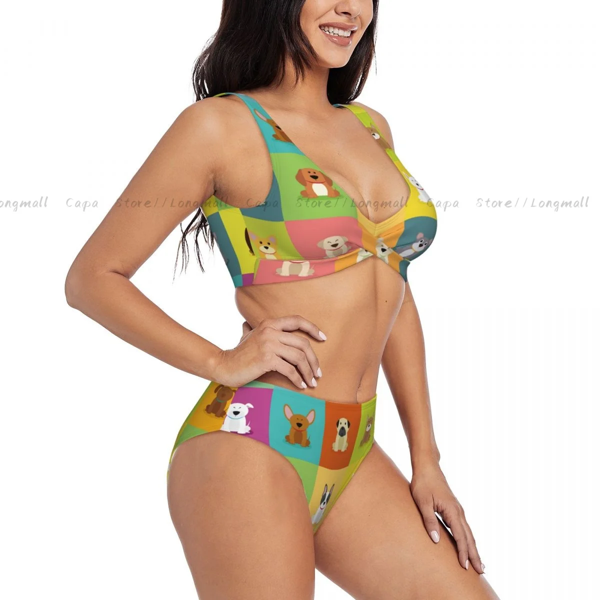 

Women Bikini Set Abstract Cute Dogs Swimsuit Push Up Female Swimwear Bathing Suit