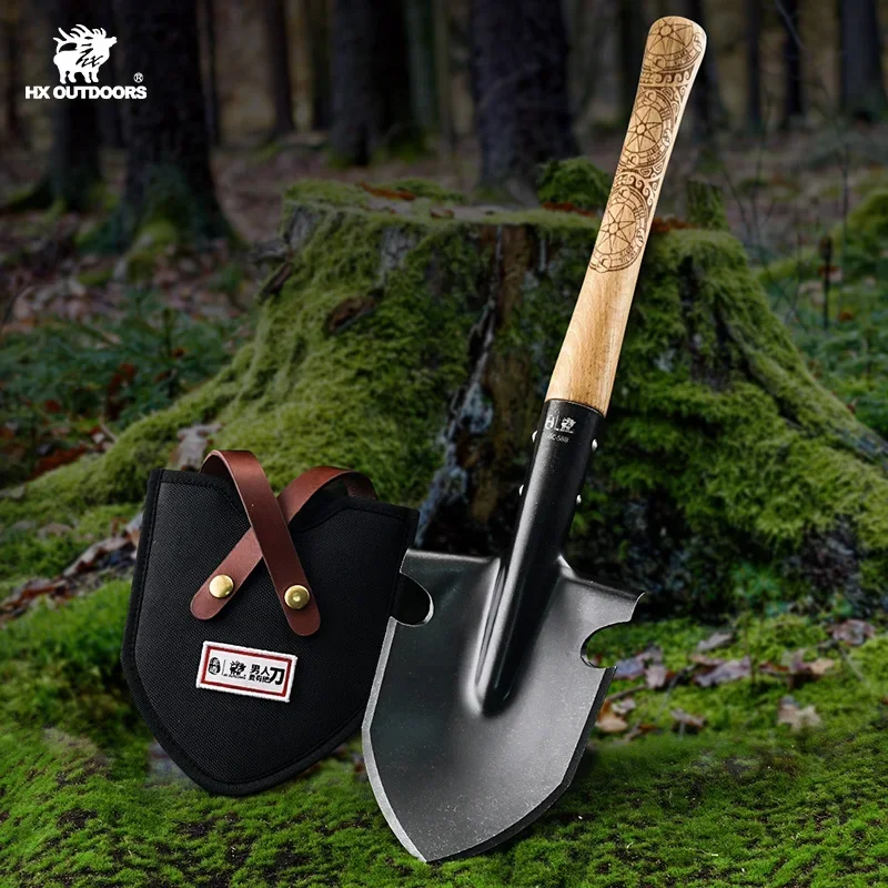 HX Outdoors Digging Shovel Wood Handle Anti-skidding Shovels Trowel Rustproof Garden Scoop Coated Surface Camping Outdoor Small