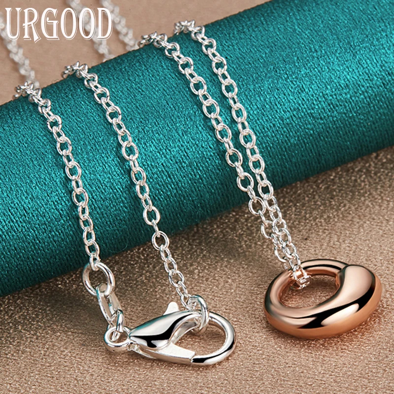 

925 Sterling Silver Rose Gold Water Droplet Pendant Necklace 16-30 Inch Chain For Women Party Engagement Wedding Fashion Jewelry