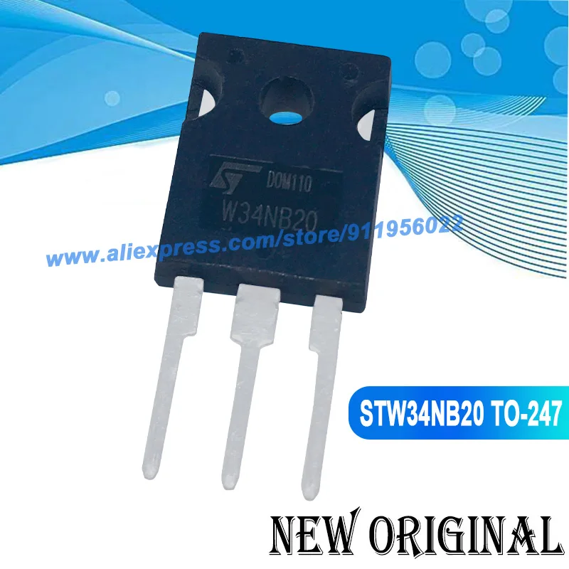 (5 Pieces) W34NB20 STW34NB20 TO-247 200V 34A / W11NK100Z STW11NK100Z 1000V 8.3A / W7NC80Z STW7NC80Z W50NB20 STW50NB20 TO-247