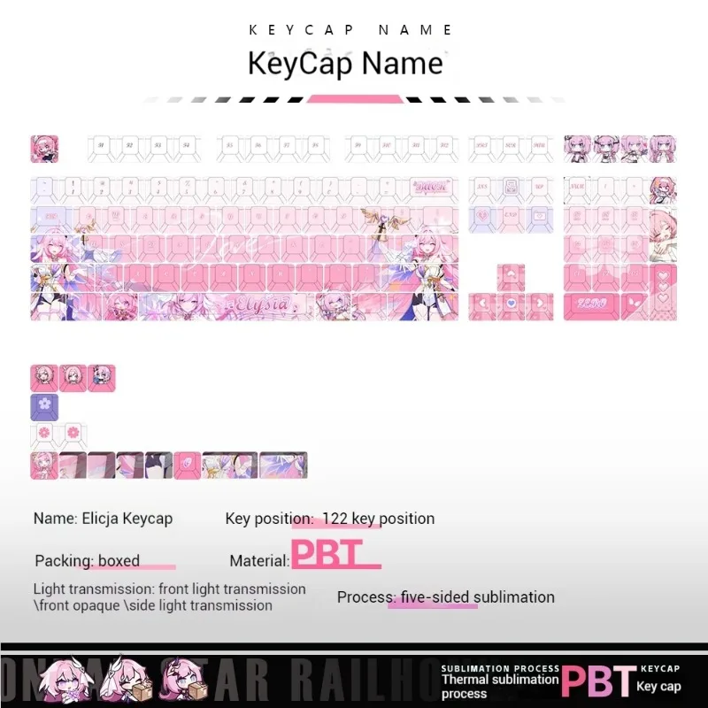 LM Takanashi Hoshino Blue Archives Theme Keycaps PBTMaterial Thermal Sublimation 133Key Original Height Is Suitable for Ten Axes