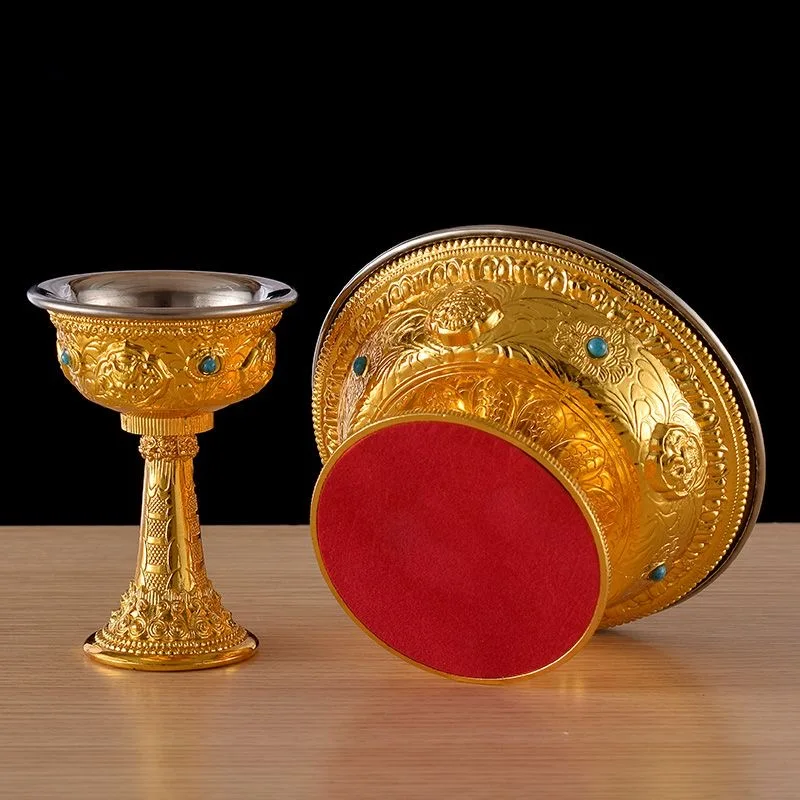 Tasse de protection du dharma bouddhiste tibétain, artisanat en alliage de tanaccélérateur gravé, plaque d'autel du bouddhisme, décoration de bureau, couche 2