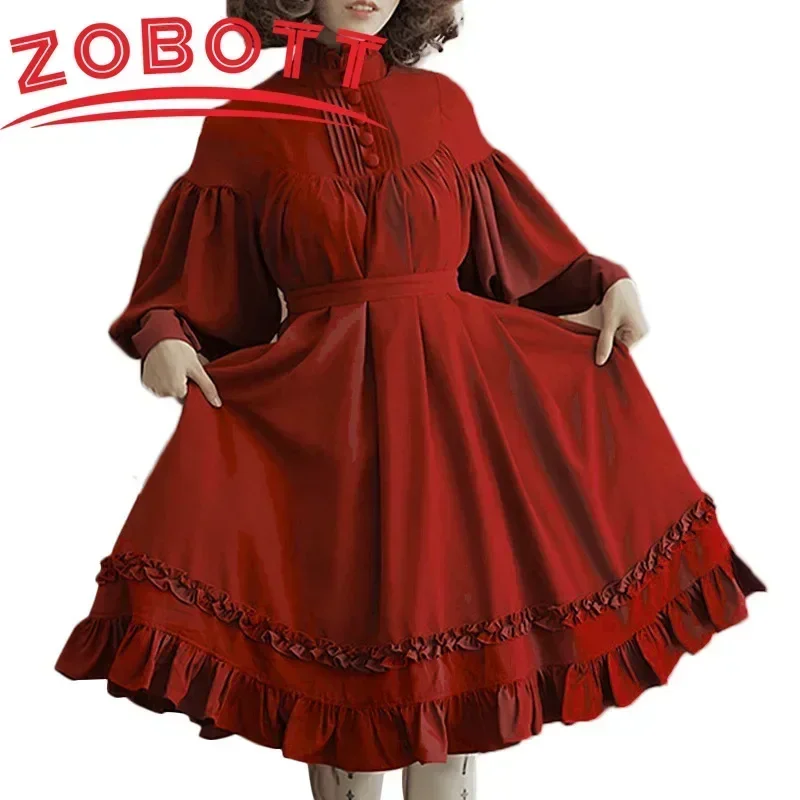 Японское платье принцессы с длинными рукавами для девочек в стиле Лолиты, викторианский средневековый ретро-готический карнавальный костюм, карнавальная праздничная одежда