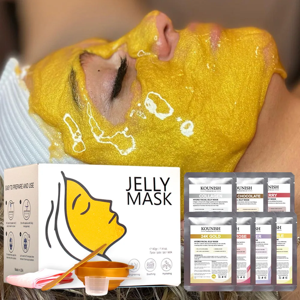 

Collagen Moisturizing Jelly Mask Rose Hydrating Brightening Skin Tone Anti-aging Crystal Mask Powder Boxed Soft Film Skincare