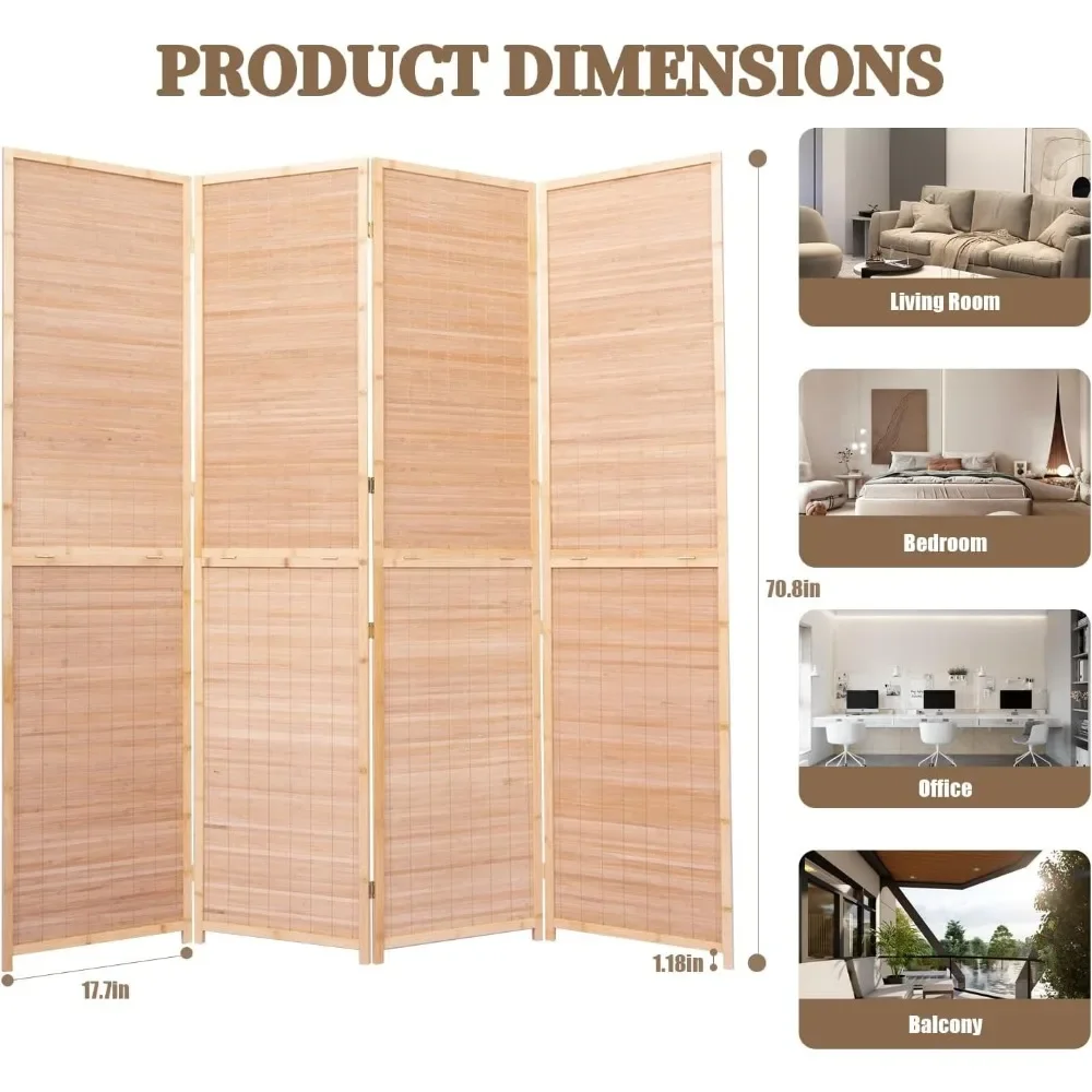 Imagem -03 - Multifuncional Bamboo Partition Panel Divisor para Separação de Sala Parede Autoportante Painel Dobrável 6ft em 1