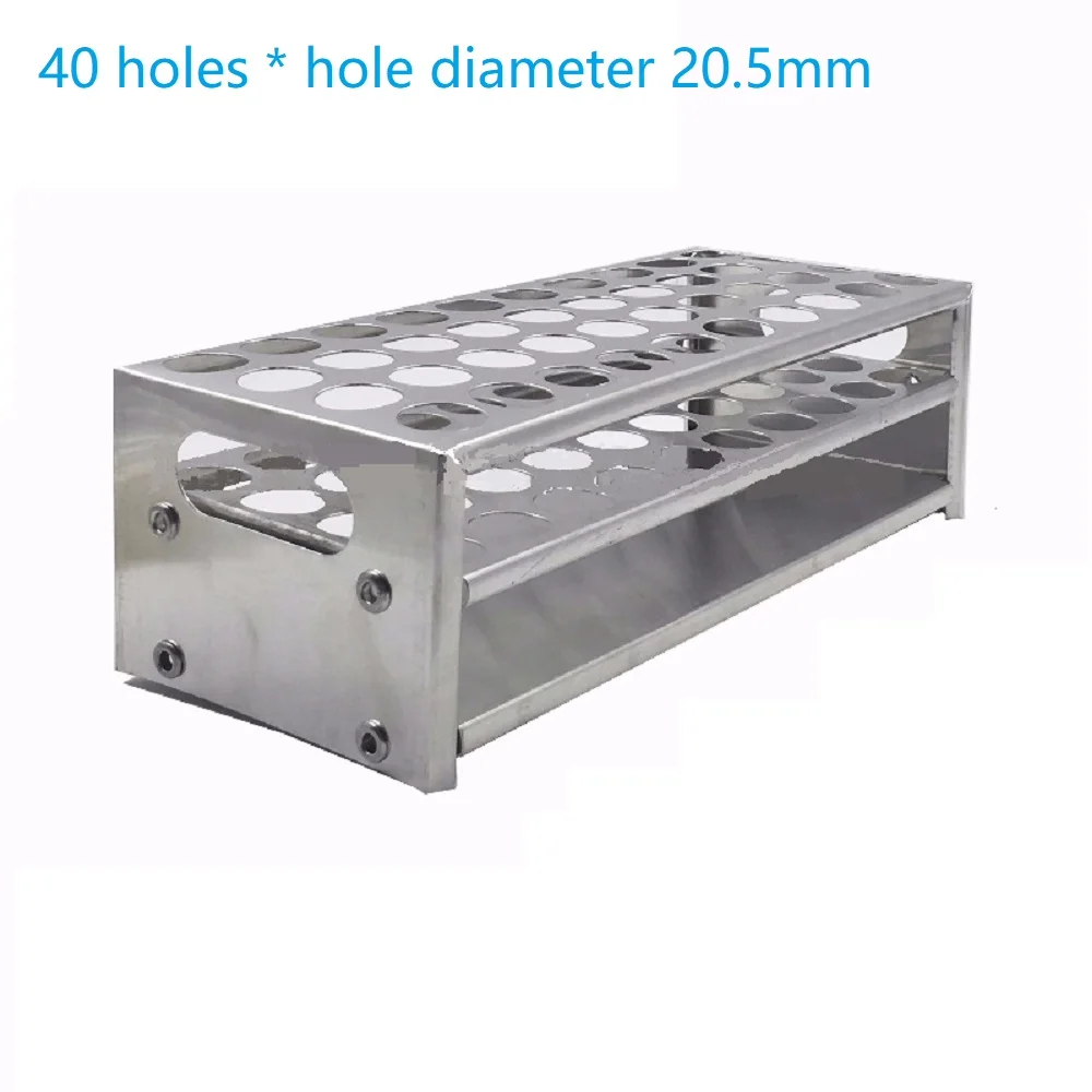 40 Holes Lab Stainless Steel Test Tube Holder Colorimetric Tube Rack Centrifuge Tube Stander For Experiment 18.5/20.5/22.5mm