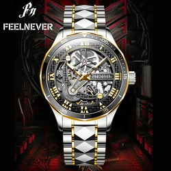 FeelNever Fashion Hollow Mechanical Watches For Men Business Men Watch Sport Waterproof Automatic Watch Men Relogios Masculino