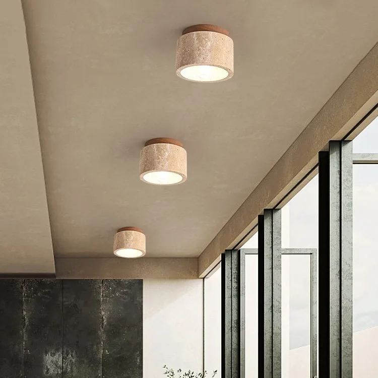 

Modern Stone Travertine Ceiling Lamp Bedroom Corridor Flush Mount Foyer Hallway Staircase Indoor Lighting Fixture Ceiling Lights