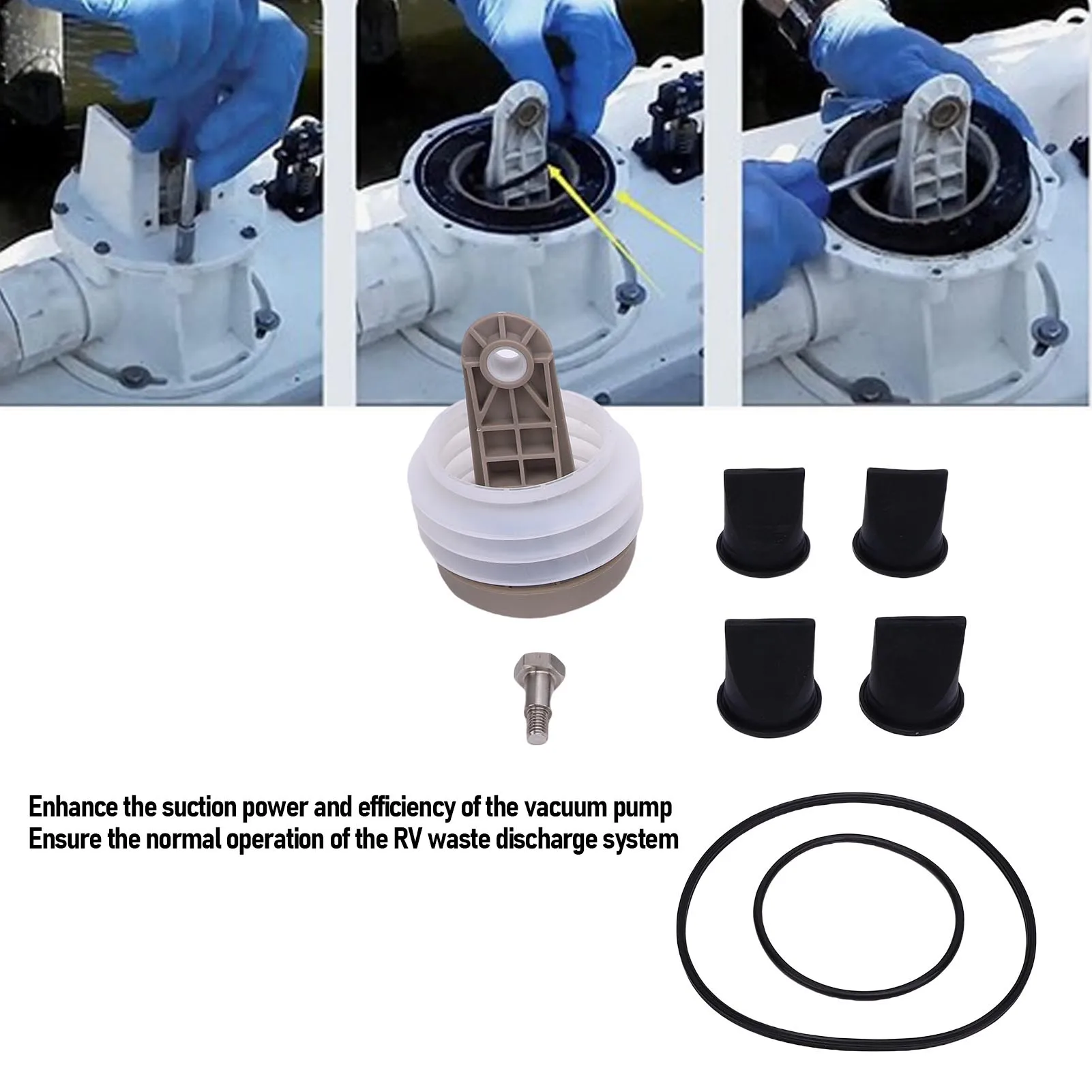 Bellows Pump Kit with O Ring 385230980 Replacement For Sealand S T J VHT VG Series Vacuum Pumps Toilet Bellows Pump