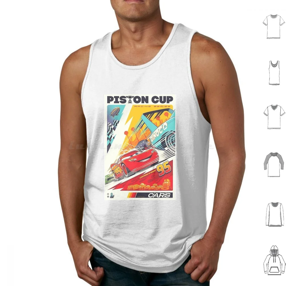 Piston Cup Cars Poster Tank Tops Vest Sleeveless Piston Cup Cars Cartoon Film Racing Cup Race Lightning Radiator