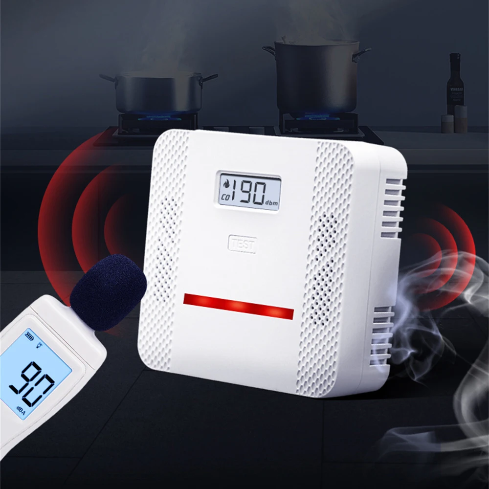 CO Smoke Detector Carbon Monoxide Detector High Sensitivity 90DB Sound And Light Alarm LCD Screen Fault Self Check Fire Alarm