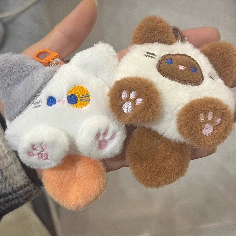 Schattige pluche lange staart kitten sleutelhanger hanger cartoon kat pluche pop schooltas hangende accessoire goede vriend verjaardagscadeau