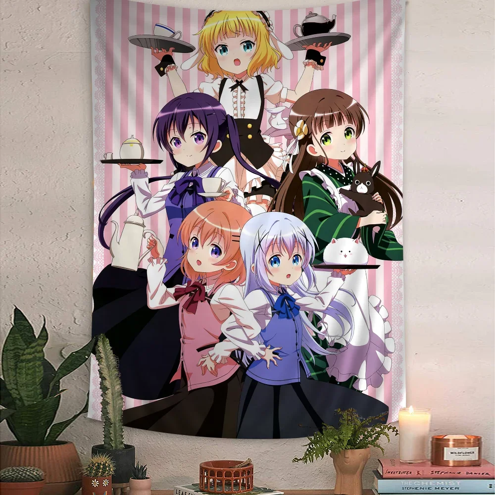 Anime Is the order a rabbit Movie Sticky Cartoon Tapestry Wall Hanging Decoration Household Home Decor