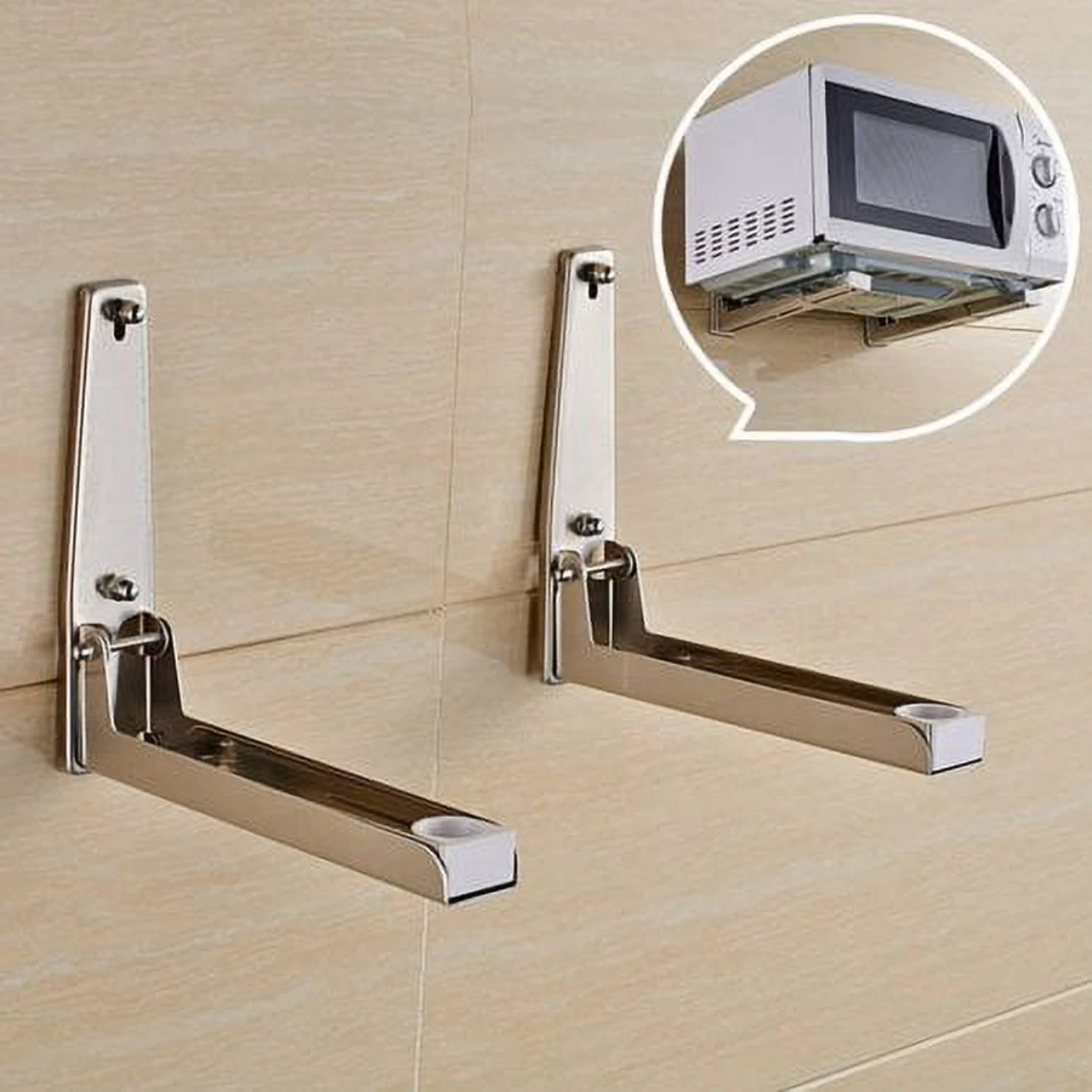 

Stainless Steel Foldable Microwave Oven Bracket Wall Mount Shelf