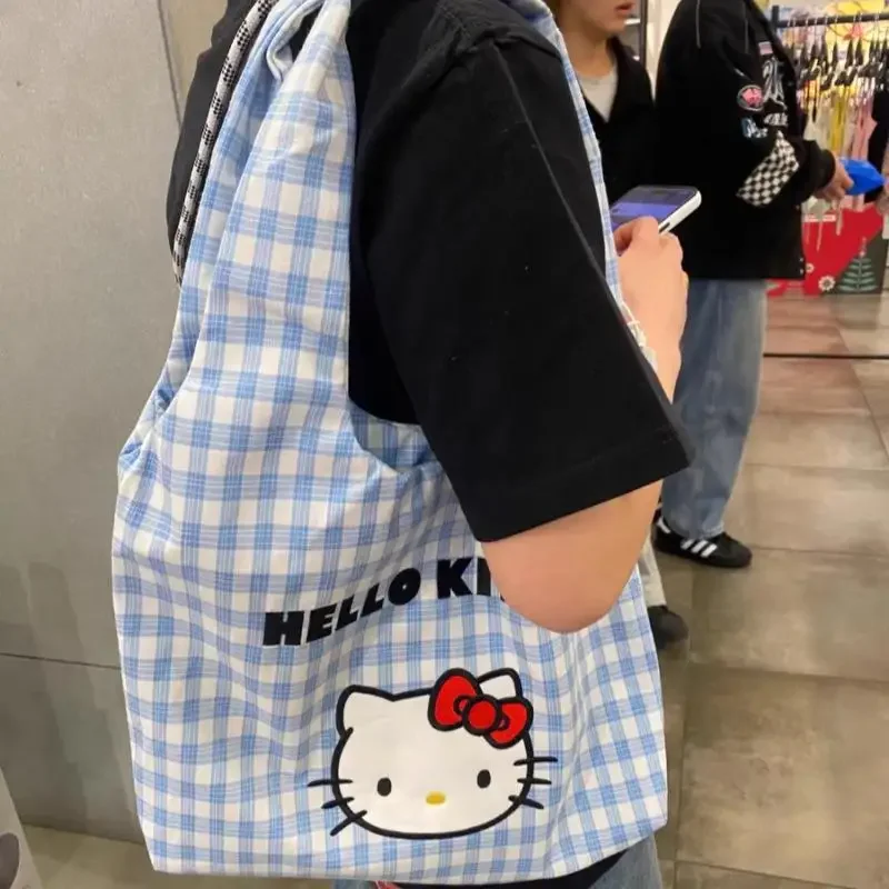 Borsa tote oversize Hello Kitty Borsa a tracolla Kawaii Borsa moda donna Borsa shopping da viaggio leggera impermeabile 2025 Vendita calda