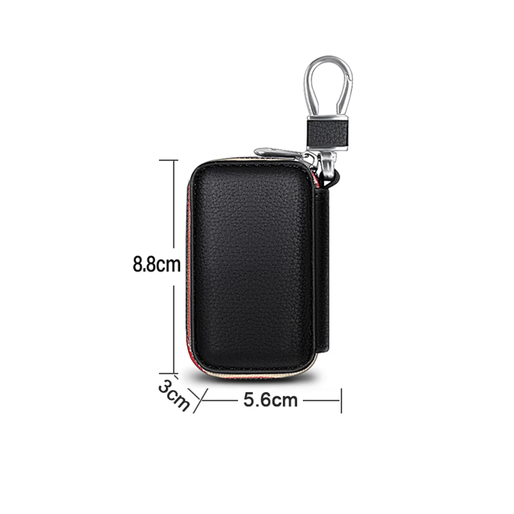 Leather Auto Key Case Car Key Storage Zipper Bag Keychain Protector Cover Accessories For Ford Focus Fiesta Mondeo Fusion Shelby