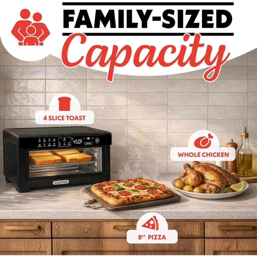 

4 Slice Digital Air Fryer Toaster Oven with Convection Bake Roast Broil Dehydrate
