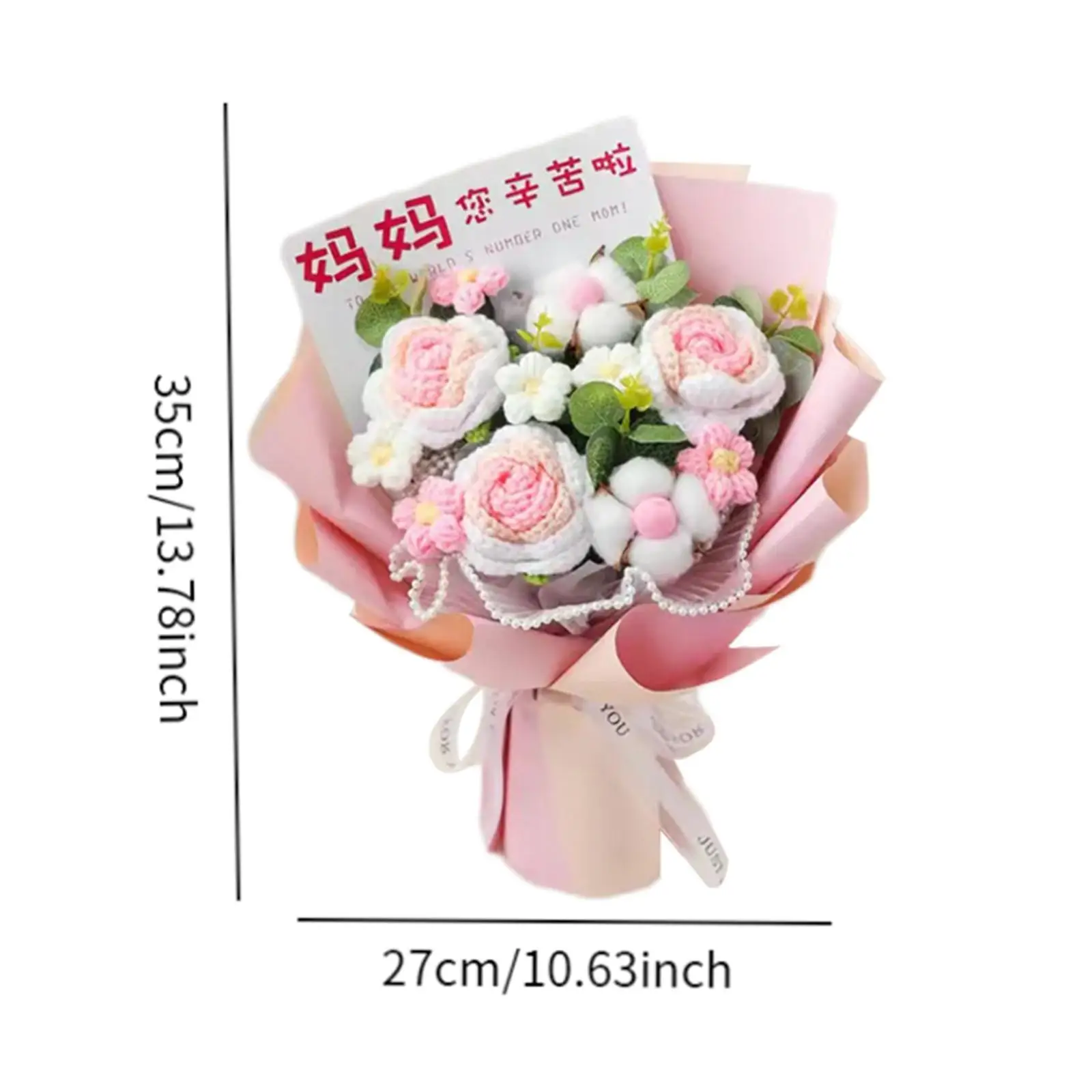 Crochet Flowers Bouquet Mother's Day Gift 35x27cm Table Ornament Home Decoration for Floral Arrangements Lightweight Versatile image 6