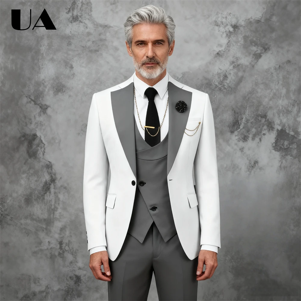 

ULBYANRY-Mens Suits 3 Piece Slim Fit Suit for Men (Jacket Vest Pants) Wedding Double Breasted Prom Tuxedo Men Dinner Party Suit