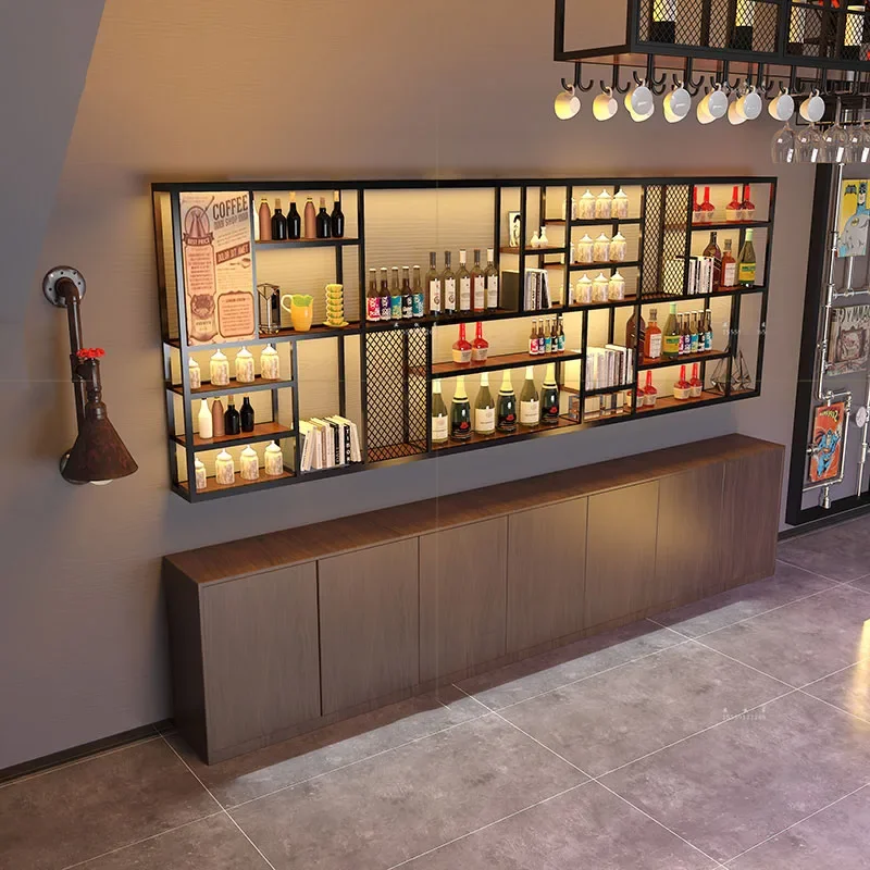 

Buffet Storage Salon Wine Cabinet Display Shelf Bottle Retail Drink Wine Rack Restaurant Commercial Barra De Vino Home Furniture