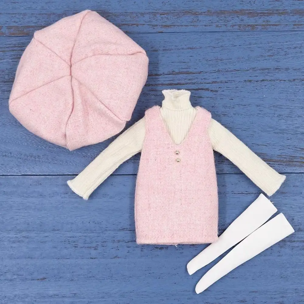 

Fashion Jeans Dresses Casual Wears Kids Toys Overalls T-shirt DIY Accessories with Beret Socks for azone ob24 ICY DBS Dolls