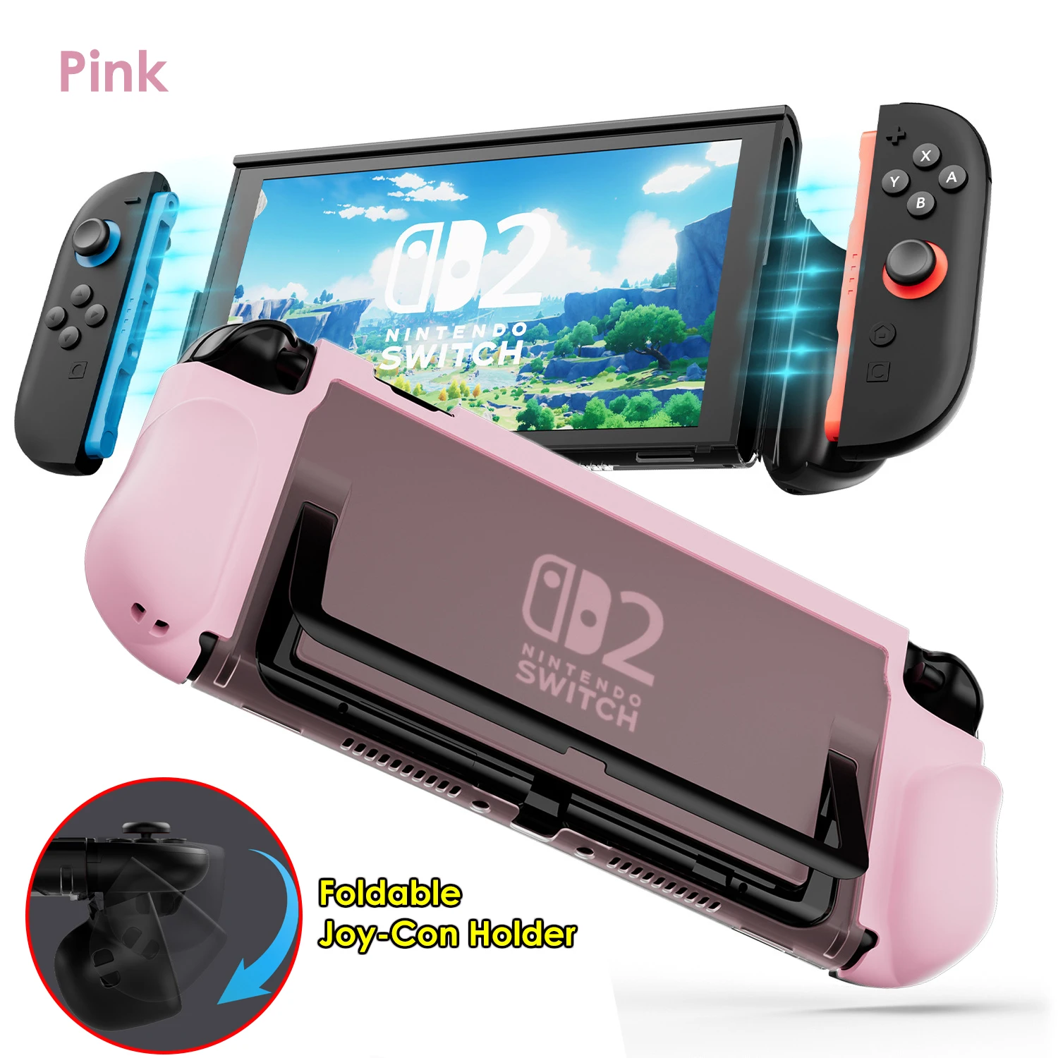 Schutzhülle für Switch 2 (2025), NS 2, TPU-Schutzhülle, kratzfest, stoßdämpfend, ergonomisches Griffdesign für NS2 – Detail 25
