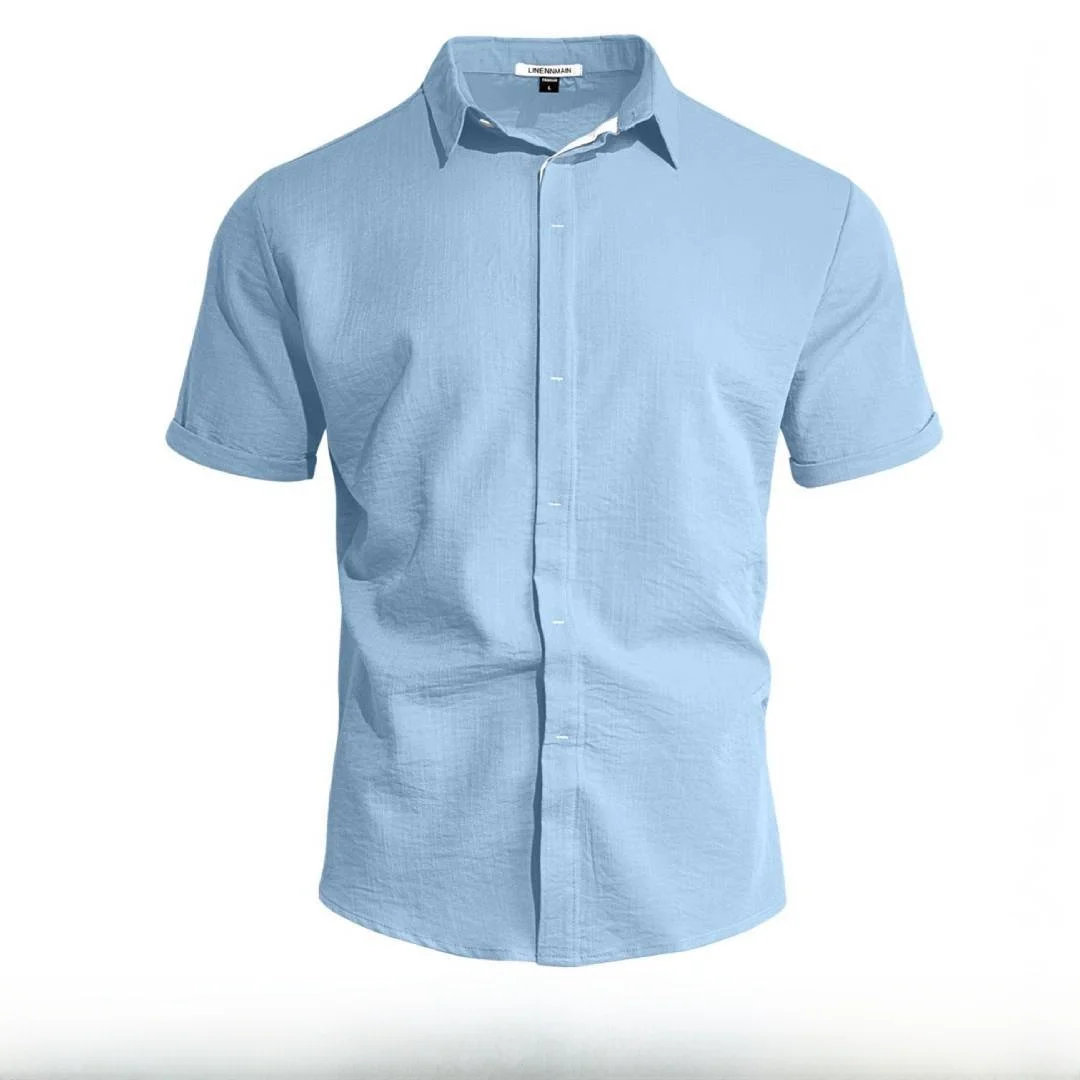 

Мужская повседневная деловая рубашка с коротким рукавом, на пуговицах, с отложным воротником, однотонная, простой дизайн, весенняя, ветрозащитная