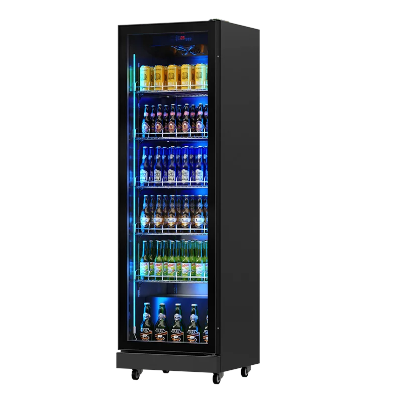 

Single Door Refrigerated Storage Plastic Glass Door Commercial Beer Display Cooler Refrigerator with Shelves