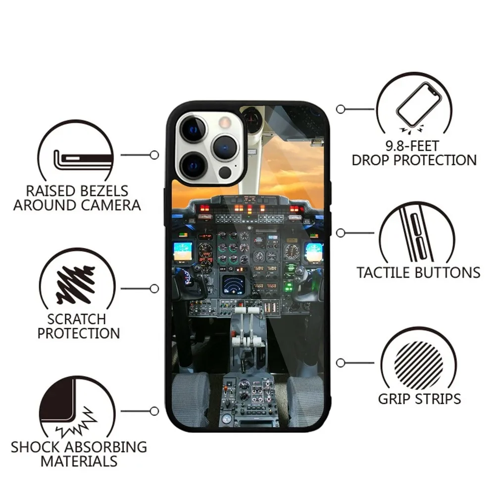 Cockpit Airplane Instrument Phone Case For iPhone 16,15,14,13,12,11,Plus,Pro,Max Mini Magsafe Magnetic Wireless Charging