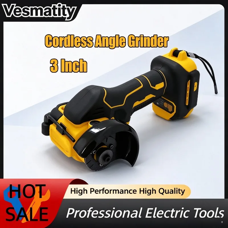 3 Inch Mini Cordless Angle Grinder, Electric Polishing Cutting Machine Compatible With 18V 20V Lithium Battery