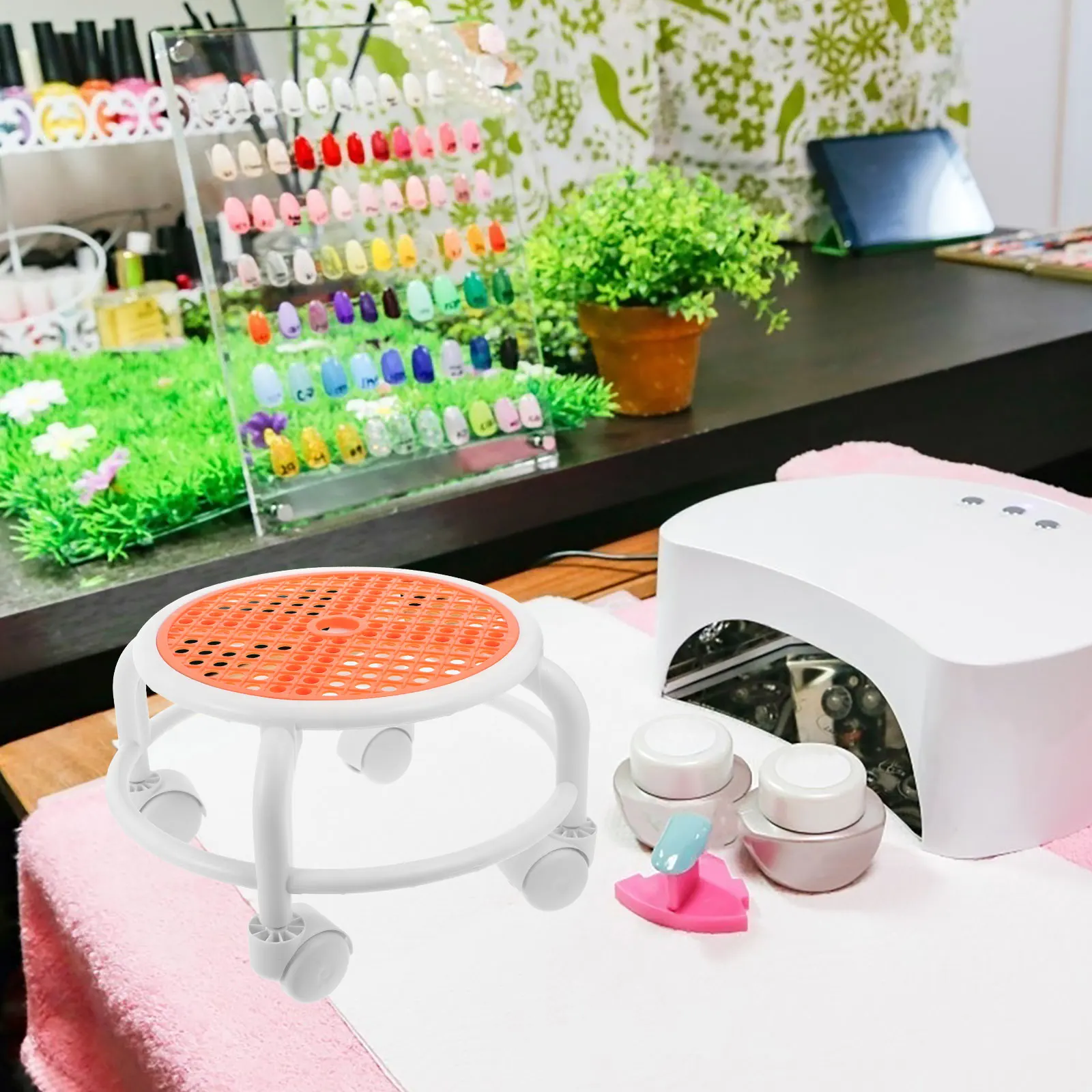 

Pedicure Bench Stool Round Small Stool Foot Round Small Rolling Plastic Rest under Desk Low Noise Premium Material