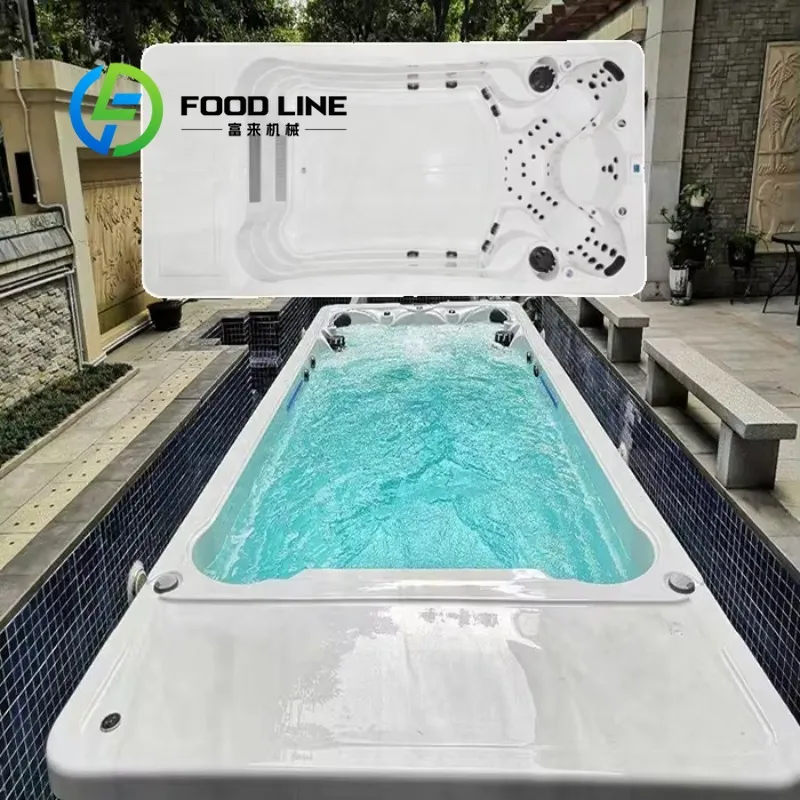 Swim Spa Whirlpool Bathtub 5.82m Outdoor 6 Person endless swimming Pool Acrylic Counter Current Jets Heated LED for Sale 220V