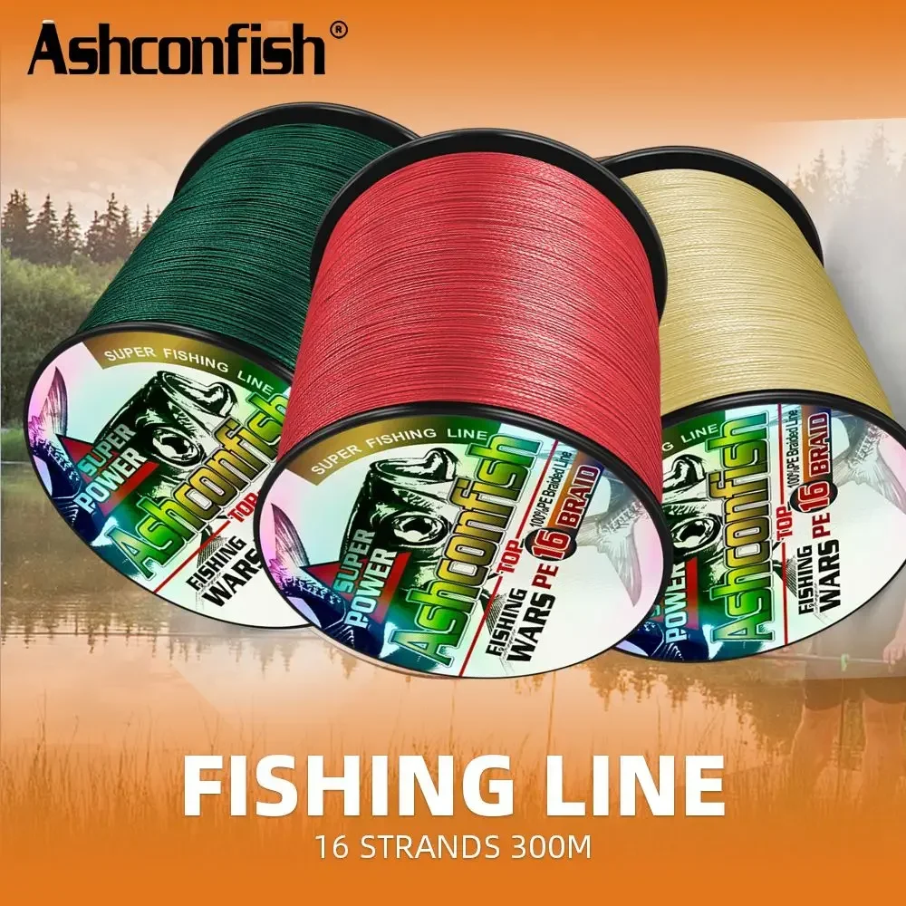 

Ashconfish 16 Strands 300M Hollow Core Japan Line Braided Fishing Line Super Strong Saltwater 20LB-500LBS Multifilament PE Lines