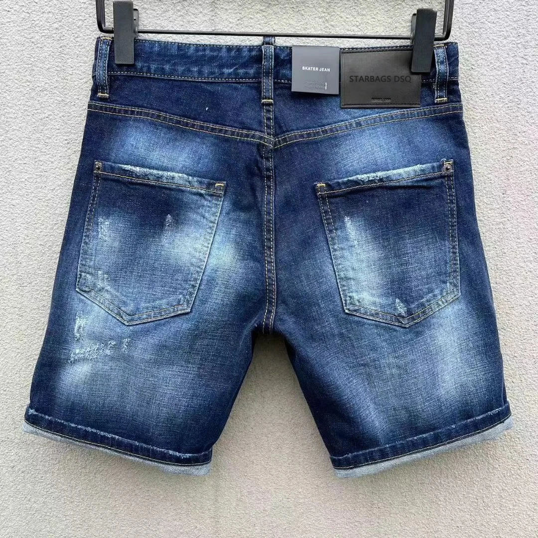 starbags dsq D301 New SpringSummer Ripped Small Feet Slim Fit Men's Blue Hipster Harbor style Beggar quality denim shorts