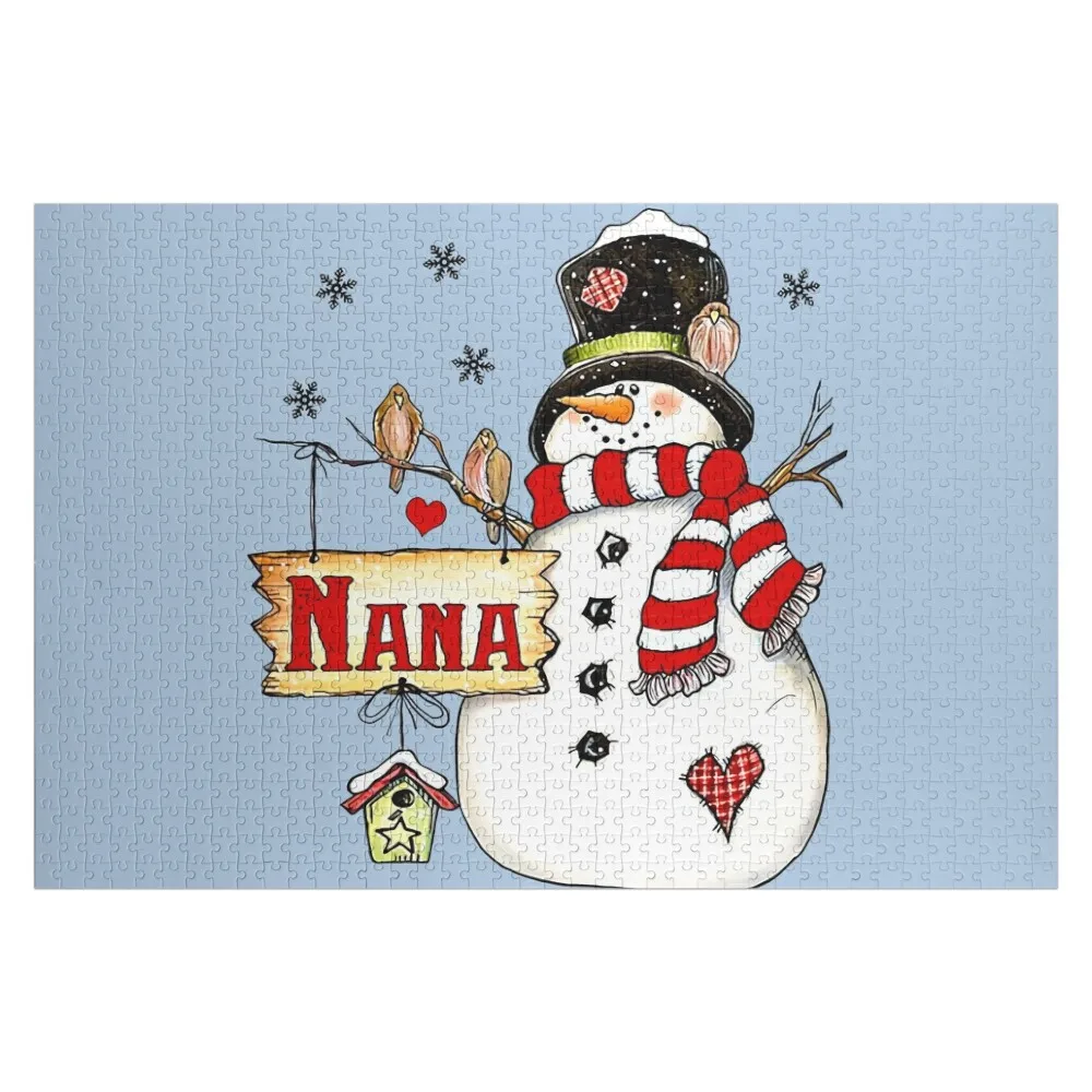

Nana Snowman Jigsaw Puzzle Personalize Personalised Wood Adults Wooden Compositions For Children Puzzle