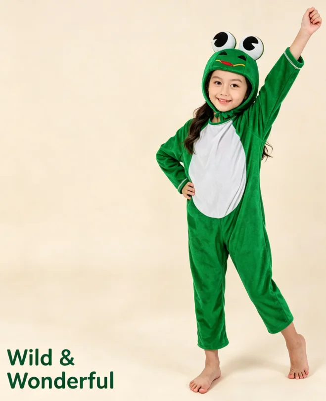 

Frog Tadpole Kid Animal Kindergarten Stage Performance Outfit for Halloween Party Role Play Holiday Dress Up Boys Girls Jumpsuit