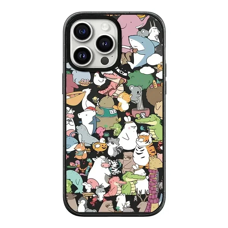 

Animal Graffiti Black Frosted Phone Case Cover for IPhone 13 14 15 16 Pro Max Case